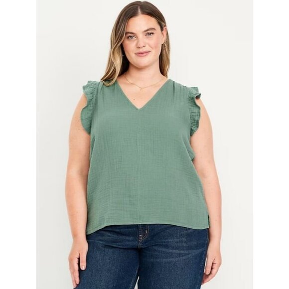 NWT Old Navy Sleeveless Crinkle Gauze Top Womens 3X Beachy Soft Flowy Comfort - Picture 1 of 15
